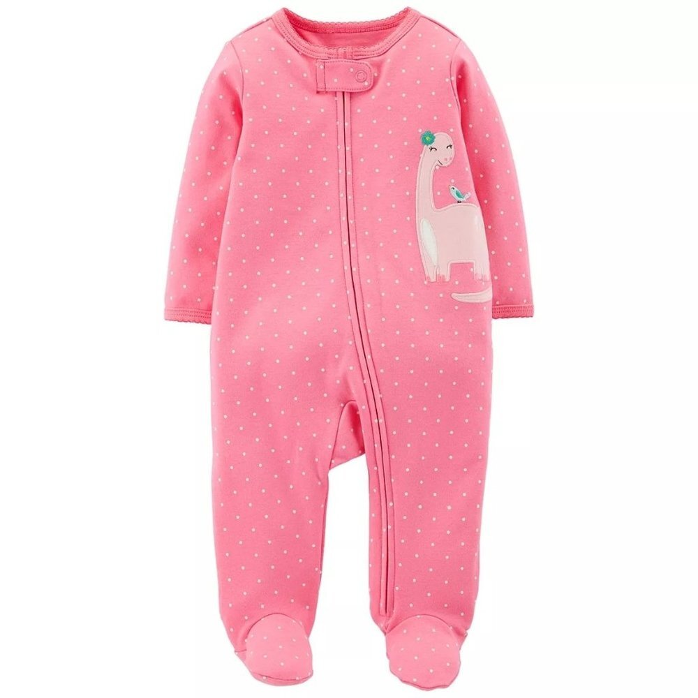 NWT Baby Girl Carter's Polka-Dot Dinosaur Sleep & Play 9 Months